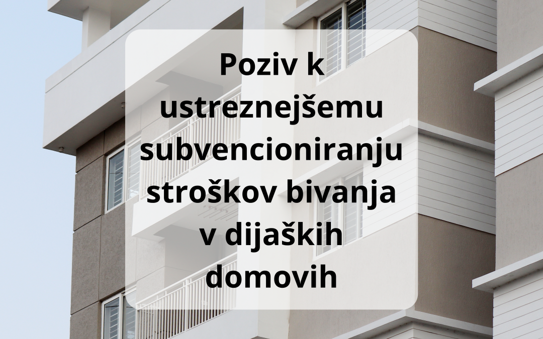 Poziv za ureditev subvencij stroškov bivanja v dijaških domovih za dijake iz družin z nižjim socialno-ekonomskim statusom